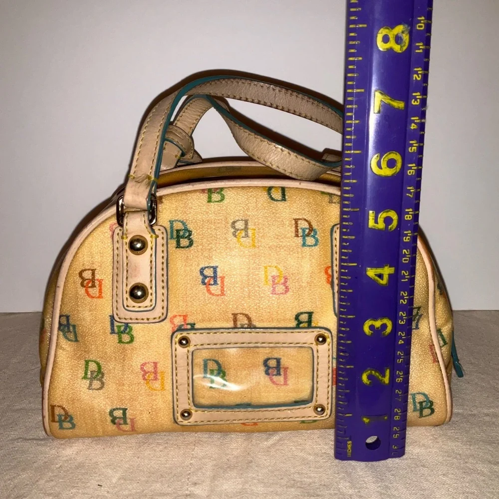 Dooney and Bourke Rainbow Bowler Canvas Y2K Vintage Boston Bag Yellow Mini Dome